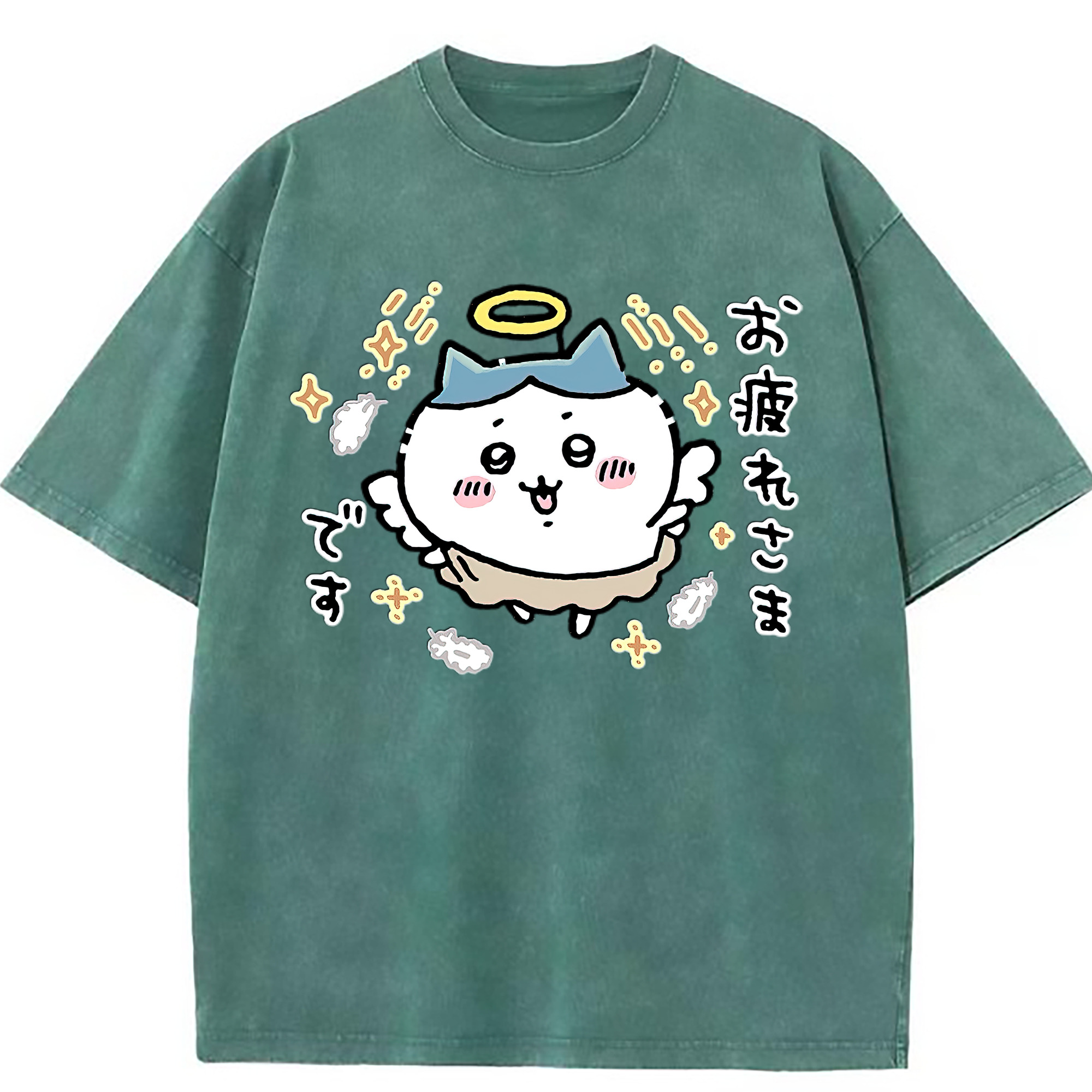 （画像用） ちいかわ ハチワレ Chii-kawa hachiware 綿100% ヴィンテージ風 半袖Tシャツ（フロントプリント）